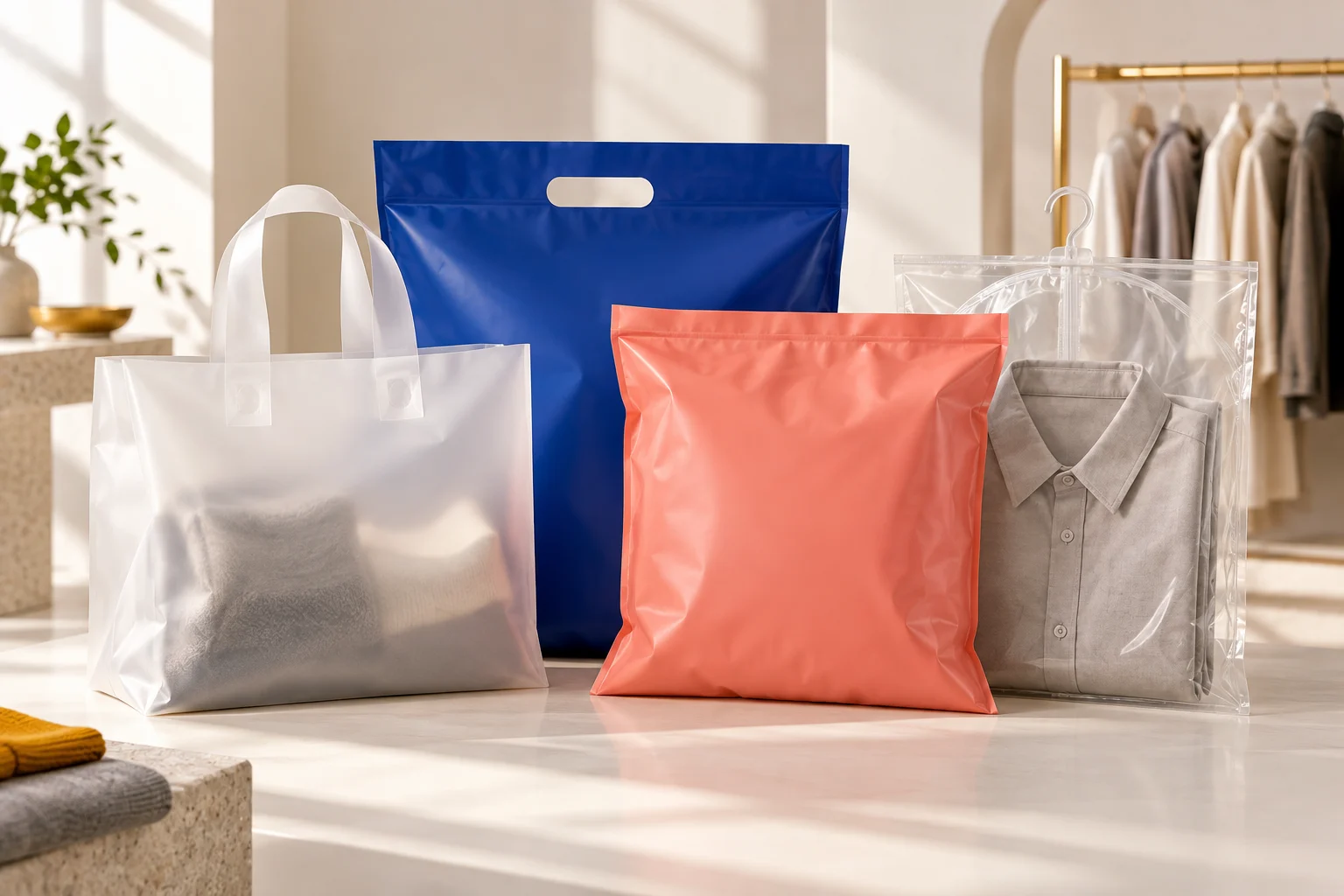 Custom retail carrier, merchandise and garment bags