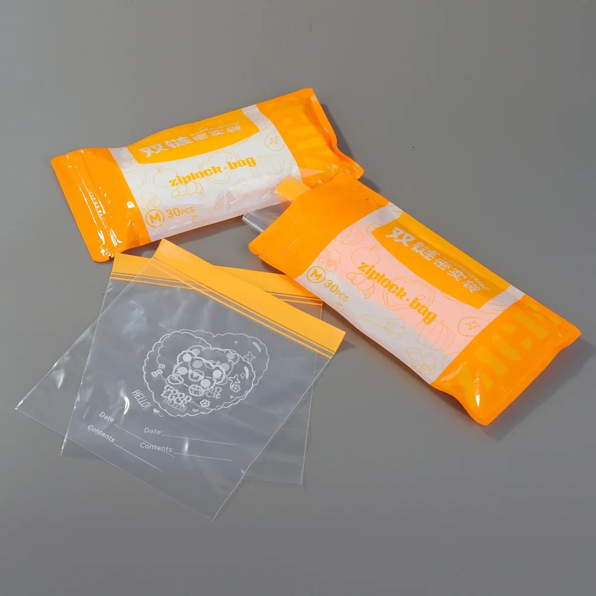 Custom printed double zipper bags